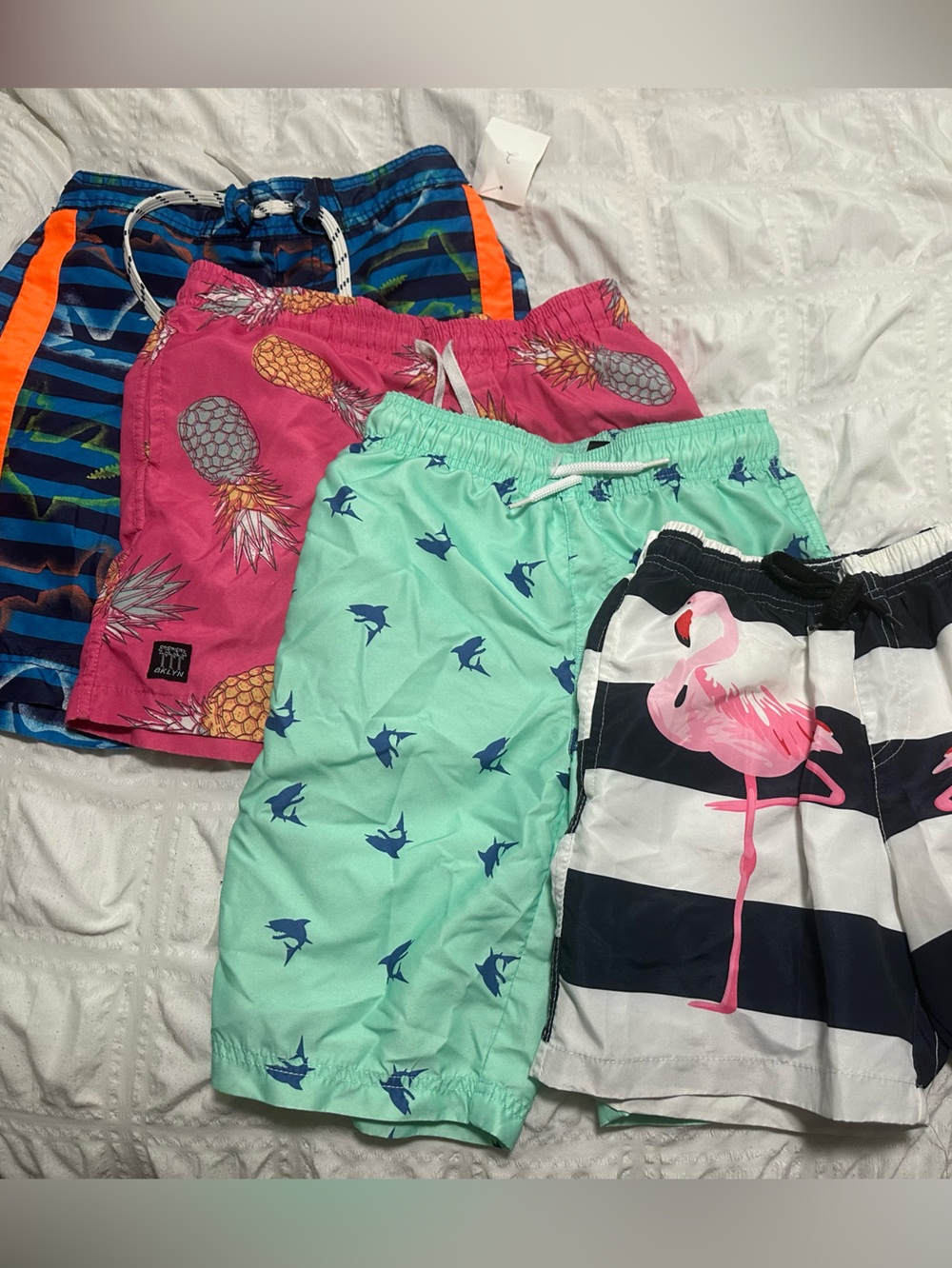 Kids' Mixed-Print Bathing Suit Shorts  - Pink, Mint, Navy, Blue